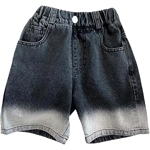 Toddler Boys Gradient Color Jean Shorts Baby Wide Leg Elastic Waist Bermuda Denim Short Pants Summer Baggy Casual Jorts