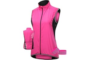 Women's Lightweight Cycling Vest,Sleeveless Cycling Jersey Waterproof Windbreaker Outdoor Sports(Pink,XX-Large)