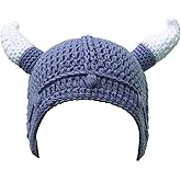 Kafeimali Unisex Barbarian Knight Knit Hat Viking Horns Beanie Funny Caps