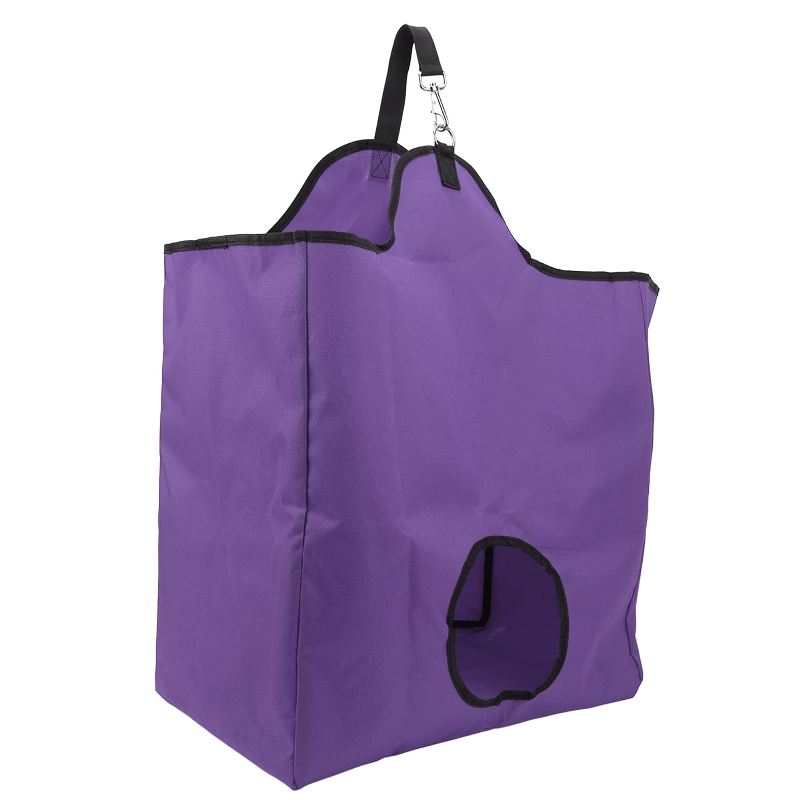 Horse Hay Bag, Large Capacity Hanging Horse Slow Feeder Hay Bag with Metal Snap Fastener, Feeding Bag for Horses, Sheep, Goat, Cow, Horse Feeder Tote Bag Goat Hay Bag (Purple)