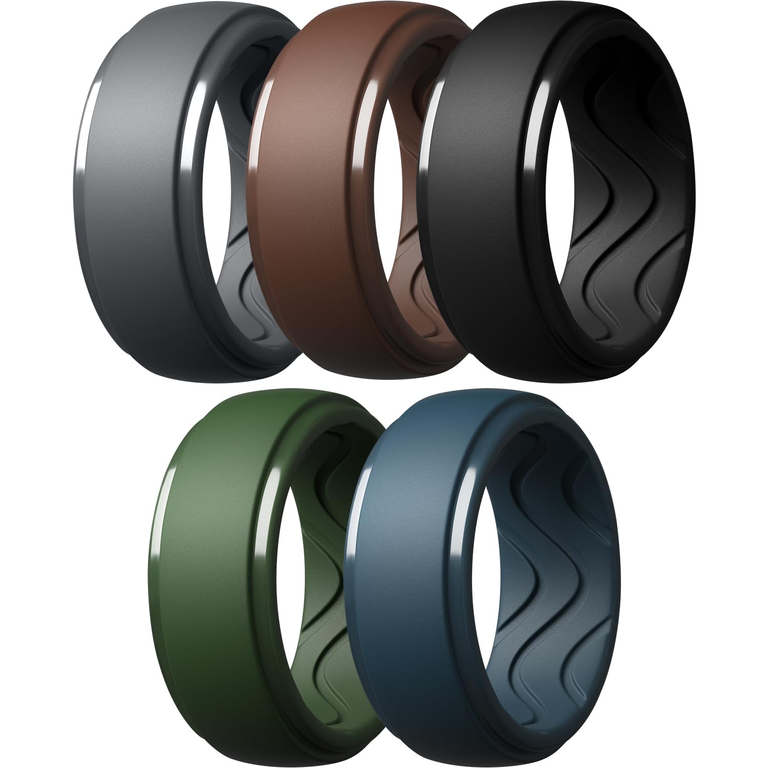 Egnaro Men's Silicone Rings 10mm Wide 2.5mm