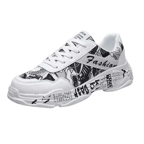 Luckycat Herren Modisch Graffiti Laufschuhe Männer Jungen Bogen Mesh Atmungsaktiv Sportschuhe Outdoorschuhe Freizeit Leichtge