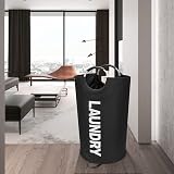 Maxsilan 90L Large Laundry Basket Freestanding Collapsible Black view 7