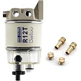 R12t Fuel Water Separator Marine 10 Micron Filter | Fuel Filter Water Separator Replaces Racor S3240 120at Npt ZG1/4-19 Fit 3/8 Inch Npt Outboard Motors For Gas &amp; Diesel Engines