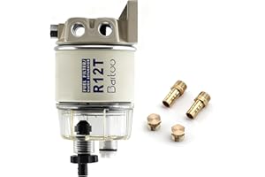 AURORASTERS R12T Fuel Water Separator Fuel Filter/Water Separator Marine Complete Kit 10 Micron Filter Replaces Racor S3240 120AT R12T NPT ZG1/4-19 Fit 3/8 Inch NPT Outboard Motors for Gas & Diesel Engines