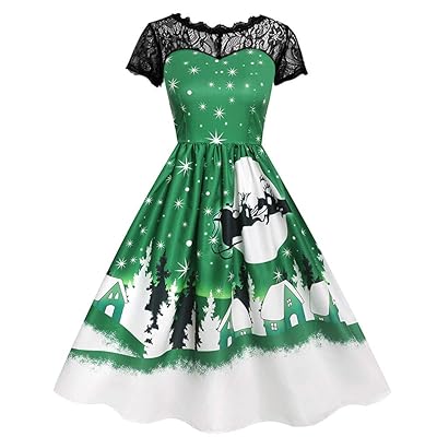 Women Vintage Lace Dress Short Sleeve A-Line Round Ghana | Ubuy