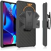 Designed for Motorola G Power (2022) Case with Belt Clip Holster - Kickstand Cover Phone Case - Black