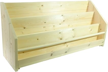 Amazon Co Jp ハンドメイド 完成品 絵本棚 ロータイプ こども 収納 ラック 薄型 絵本立て シンプル 無塗装 日本製 W91al ホーム キッチン