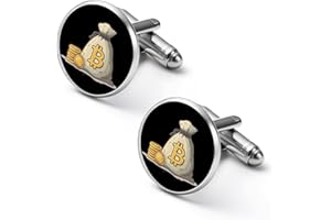 Bitcoin Money Bag Cufflinks for Men Shirt Studs Jewelry Accessories for Wedding Party Anniversary Birthday