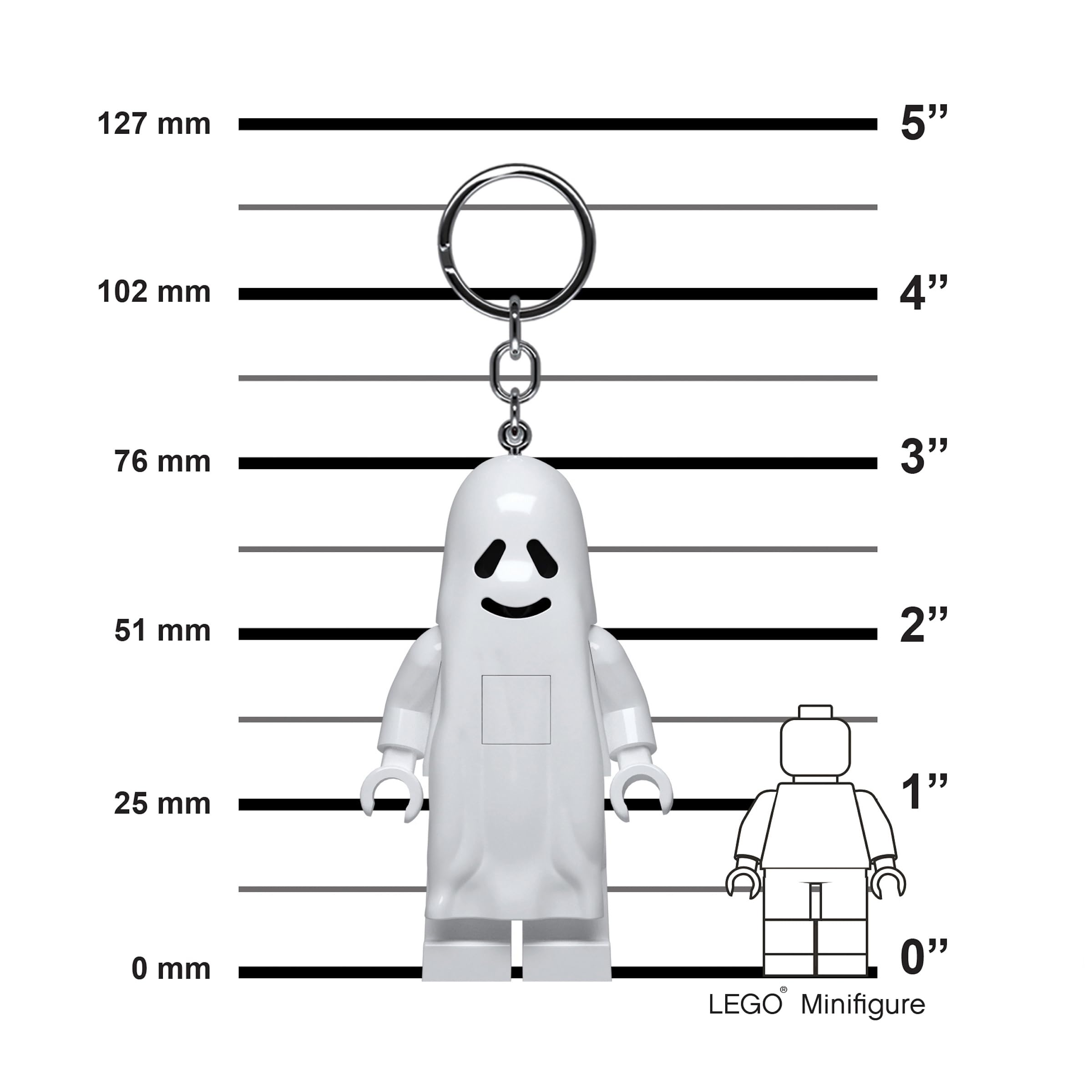 LEGO Monster Fighters - Large 3 Inch Tall Figure Keychain Light - Ghost (KE48H), Halloween Theme Keychain Light, Trick or Treat Accessory
