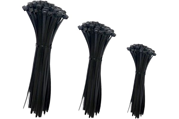 150 PCS Cable Zip Ties Heavy Duty, Self-Locking Nylon Cable Straps 4+8+12 Inch, Durable Auto-Locking Cord Wraps (Black)