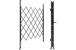 TackView Double Folding Security Gate with Lock, 85" H x 85" W, Flexible Expanding Driveway Door Gate with 360° Rolling Barri