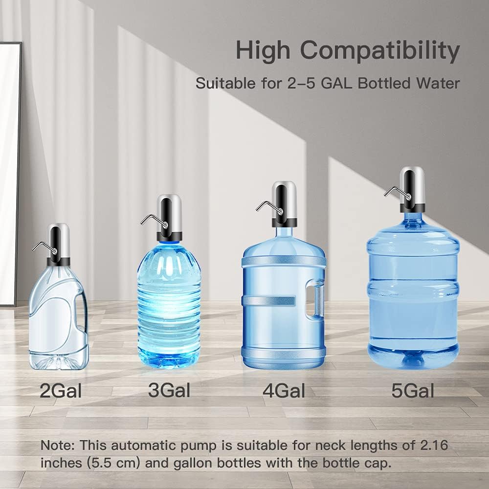 MIKOSI Automatic Water Dispenser 5 Gallon, Portable Electric Water Bottle Pump with Two Hose and USB Charging - - 