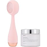 PMD Beauty Clean Pro - Electric Facial Cleansing Brush, Smart Facial Device with Silicone Brush & Heated Anti-Aging Aluminum, Gemstone, Precious Metal Massager, Blush with Remove Balm