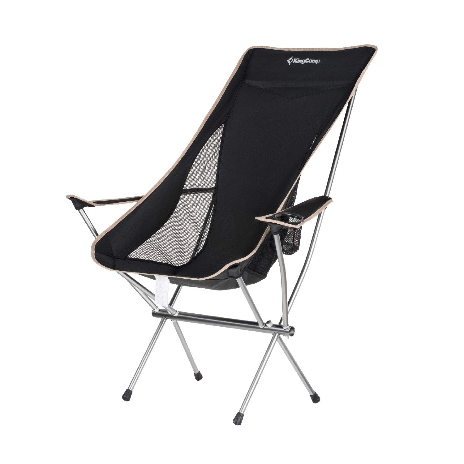 KingCamp Ultralight Compact Strong High Back Folding Chair with Armrest Cup Holder, Only 3.7 lbs