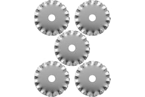 Bestgle 5 Pcs Rotary Cutter Blades, 28mm Crochet Edge Wave Pinking Rotary Replacement Blades Small Circular Rotary Cutting Bl