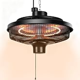 Fanspex 1500W Electric Ceiling Heater for Home, Patio, Gazebo &amp; Greenhouse | Infrared Heaters, Hanging Mount with Overheat Protection, IPX4 Water Resistance, Adjustable Height, Black