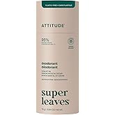 ATTITUDE Plastic-Free Natural Deodorant, Aluminum-Free, Baking Soda Formula, EWG Verified, Vegan, Long-Lasting Odor Protection, 2.64 Oz