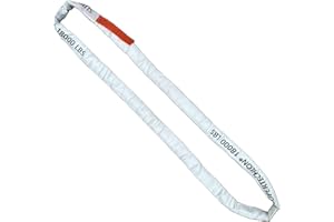 LIFTEX® | Advanced Cover SuperTechlon Round Sling | White x 8' Endless (V:18000; C:14400; B:36000) | USA Made | Higher Rating | Next-Gen Cover | Lifting Rigging Moving Towing Hoisting