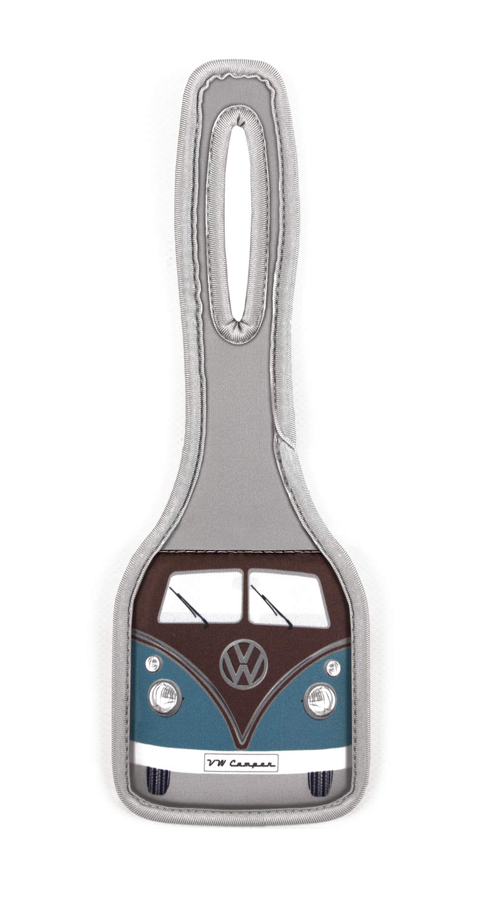 BRISA VW Collection - Volkswagen Suitcase Luggage Address Tag Travel Label with T1 Bus Campervan Design (Classic Bus/Petrol & Brown)