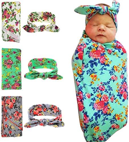 TOP BB Newborn Swaddle,Swaddle Cocoon,Blanket&Headband Set (3 Pack)