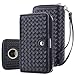 TabPow Moto Z Play Droid Case, Weave Zipper Cash Slot, Card Slots, Button Snap, Flip PU Leather Wallet Case Cover With Detachable Magnetic Hard Case For Motorola Moto Z Play Droi - Weave Black