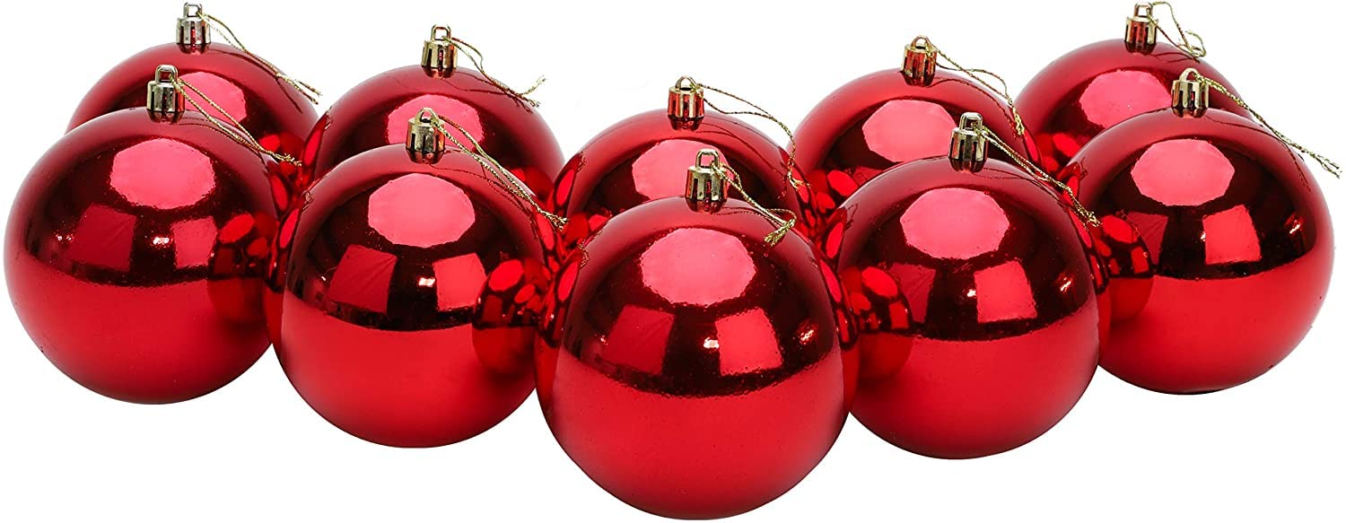 Christmas Concepts® 10 Extra Large 100mm (4") Baubles - Christmas Tree Baubles (Red)