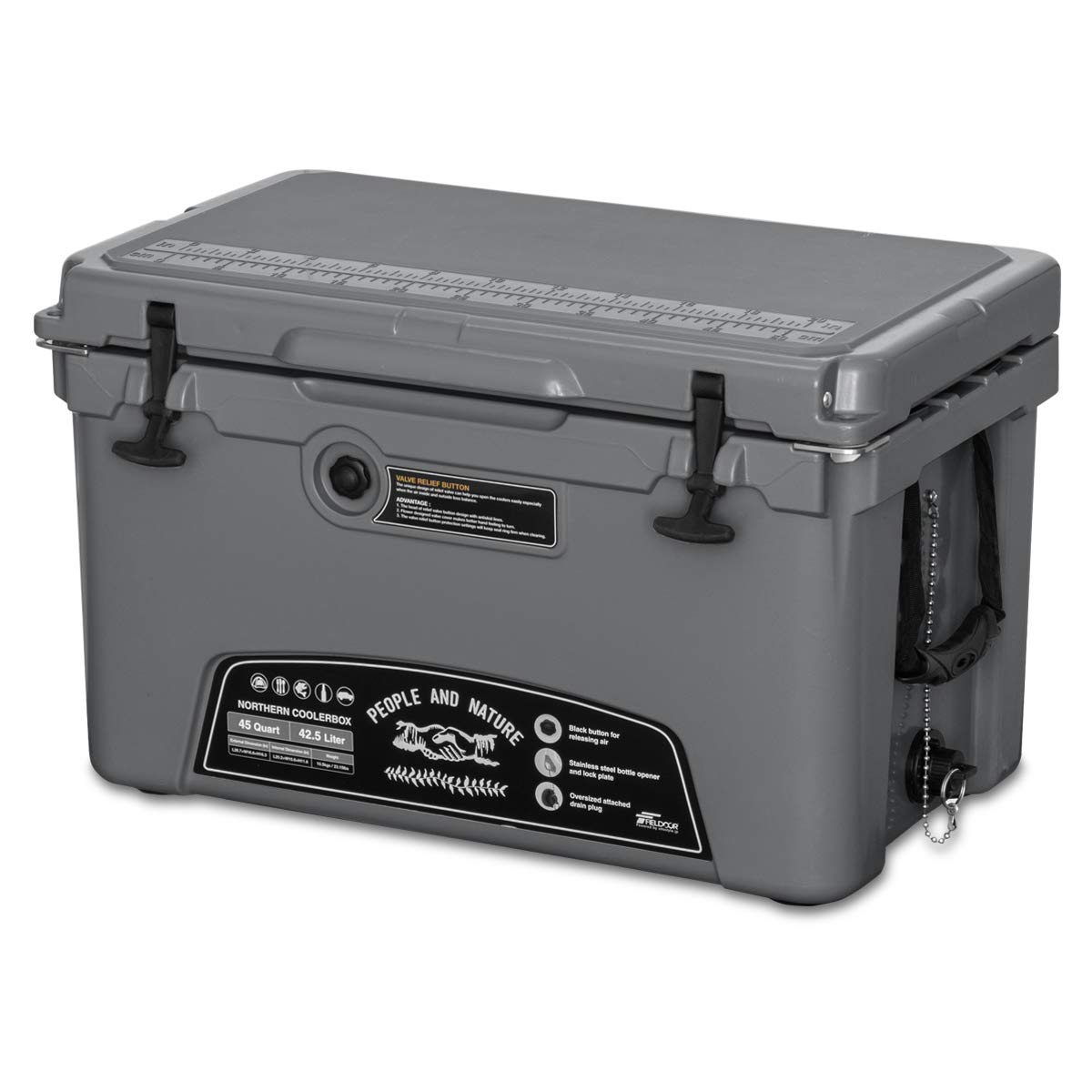FIELDOOR ノーザンクーラーボックス 【容量42.5L / チャコールグレー】 密閉 長時間 保冷 キャンプ BBQ 釣り レジャー 災害商品画像