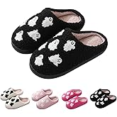 ECNOTX Christmas Slippers for Women Men Holiday Plush Slippers Horror Cute Cartoon Memory Foam Couple Shoes