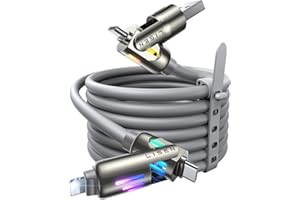 LISEN USB C to Lightning Cable, 240W 4 in 1 Charging Cable 6.6FT, Chubby USB A/C to C/Lightning with Light for iPhone Air 17 16 15 14 Pro/MacBook/iPad/Samsung/Switch 2, Multi Chargers for All Devices