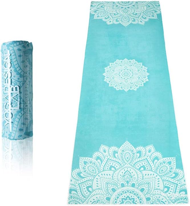 YOGA DESIGN LAB | The HOT Yoga Towel | Premium Non Slip Colorful Towel | Eco Printed + Quick Dry + Mat Sized (Mandala Turquoise,): Kitchen & Dining