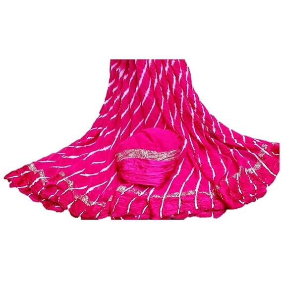 Kanha Beautiful Women Pure Georgette Leheriya Saree with Satin Border