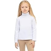 Lilax Girls' Basic Long Sleeve Turtleneck Cotton T-Shirt