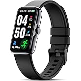 JYUAJOI Fitness Tracker with 24/7 Continuous Heart Rate, Blood Oxygen Monitor, Smart Watch with Sleep Monitor, IP68 Waterproof Activity Tracker Step Counter for Women Men (Black)
