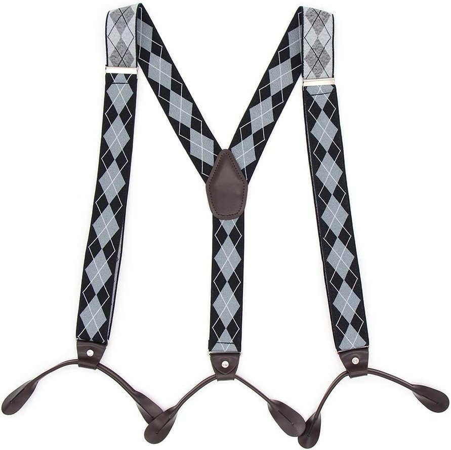 Suspenders for Men Button End Adjustable Mens Pant Suspenders Y Back Elastic Tuxedo Braces