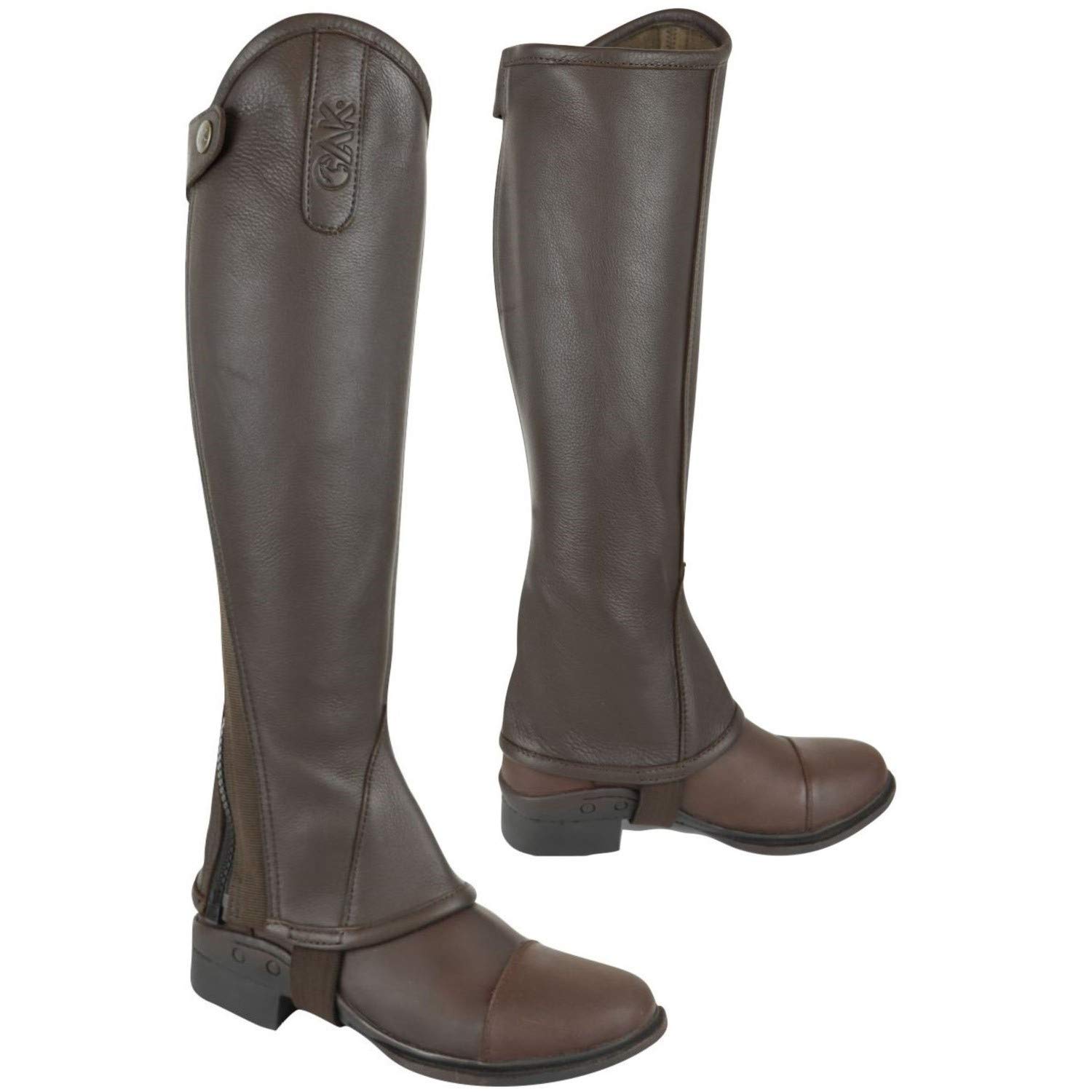 AK Curved Zip Full Grip Leather Horse Riding Half Chaps AKRS-1013 (Brown, 14/XXS)