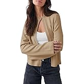 Saodimallsu Womens Lightweight Cardigans Open Front Long Sleeve One Button Casual Crewneck Loose Knit Shrug Sweater