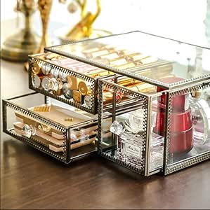 Vidrio Transparente Vintage, cajón Doble a Prueba de Polvo, Caja de