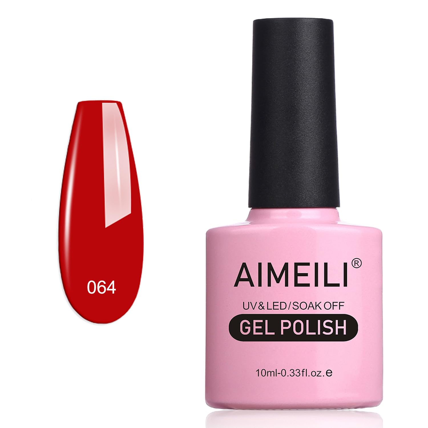 AIMEILI Gel Nail Polish Red, UV LED Soak Off Nail Art Manicure Pedicure Ideal for Salon Studios & Home Use, Long Lasting & Easy to Apply - Pillar Box Red (064) 10ml — image 1