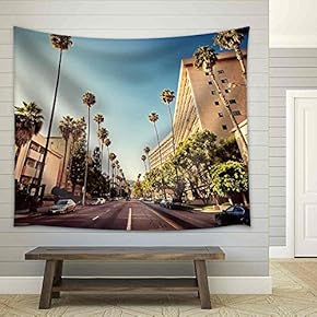 Palm Streets of Beverly Hills - Fabric Wall Tapestry Home Decor - 51x60 inches