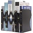 Aobopar Adjustable Book Ends, Metal Bookends for Heavy Books, Desk Book Holder for Shelves, Book Organizer for Desk, Suitable for Office, Home and School Use (Black)