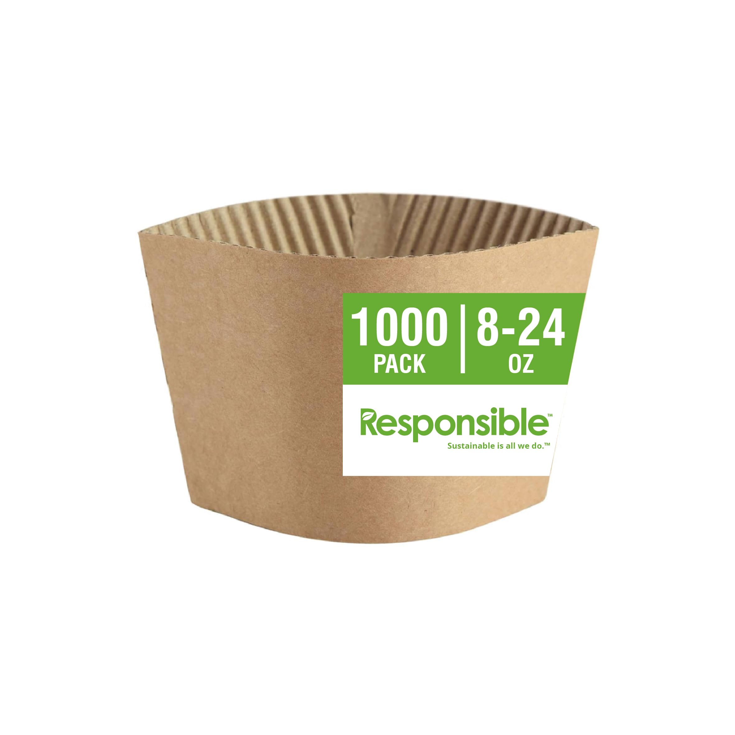 Photo 1 of Responsible Products Paper Cup Sleeves, Plastic-Free Recyclable Paper Cup Sleeves, Extra Strength, Made without PFAS, Natural Brown (1000 count)