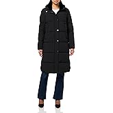 Nautica womens Long Stretch Puffer Jacket – Heavyweight Winter Coat, Hood & Side Opening