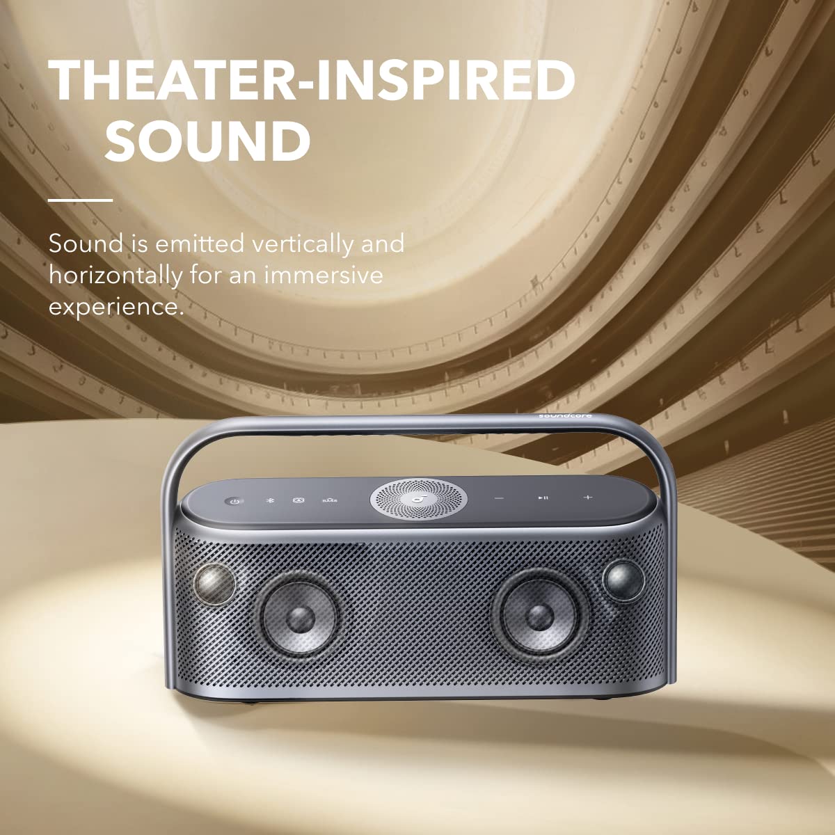Soundcore Motion X600 Portable Bluetooth Speaker, Hi-Res Spatial Audio with Wireless 50W Sound, IPX7 Waterproof, Pro EQ, AUX-in, Portable Speaker for Home, Office, Backyard and Bathroom Use