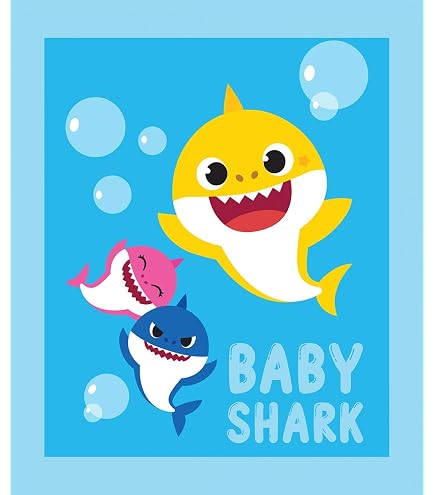 Baby Shark Velour Bath Towel - Cotton, 75 X 150 Cm (30x60 Inches), Blue, Oeko-Tex Certified