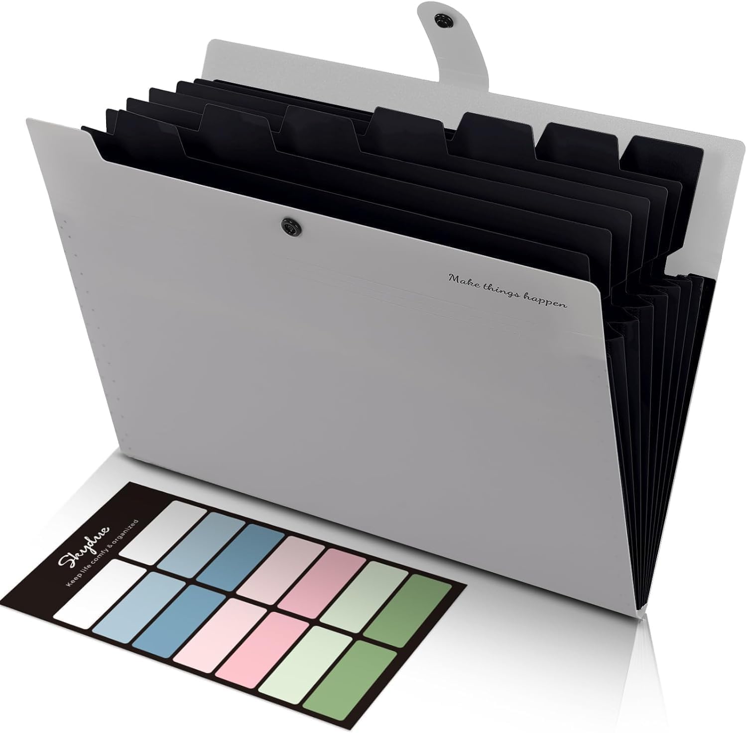 SKYDUE Folders for Paperwork A4, Expanding File Folder with 8 Pockets, Pastel Folders, Paperwork File Organiser, Folder Organiser for Documents, Bills, Invoices(Grey)