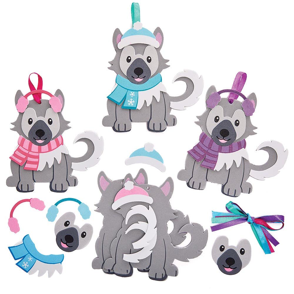 Baker Ross Husky Mix and Match Decoration Kits - Pack of 8, Kids Christmas Crafts, Arts and Crafts Kit, Not Foldable