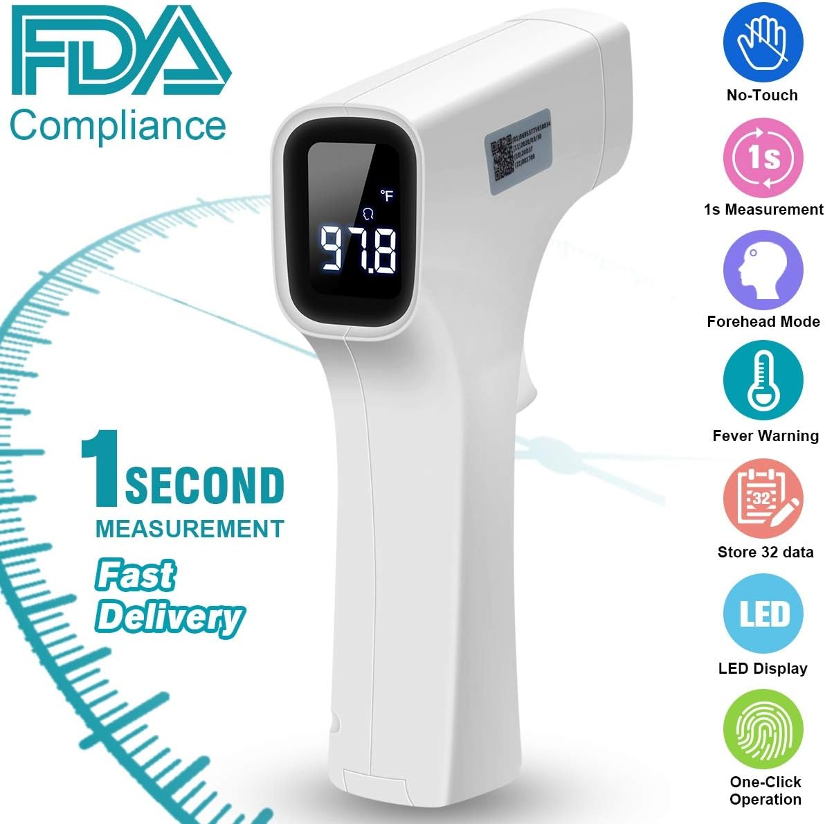 Forehead Thermometer, Digital Infrared Thermometer Non-Contact Ear Thermometer Professional Medical Thermometer Body Infants Accurate Reading with LED Backlight Display for Baby Kids Children Adults