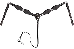 Jeereal Western Horse Breast Collar, Hand-Tooled Embossed Design for Durability - Ranch & Riding Tack for Horses, Heavy Oil-T