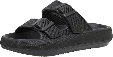 CUSHIONAIRE Women's Fame Recovery Cloud Slides - Waterproof EVA Sandals With Double Buckle